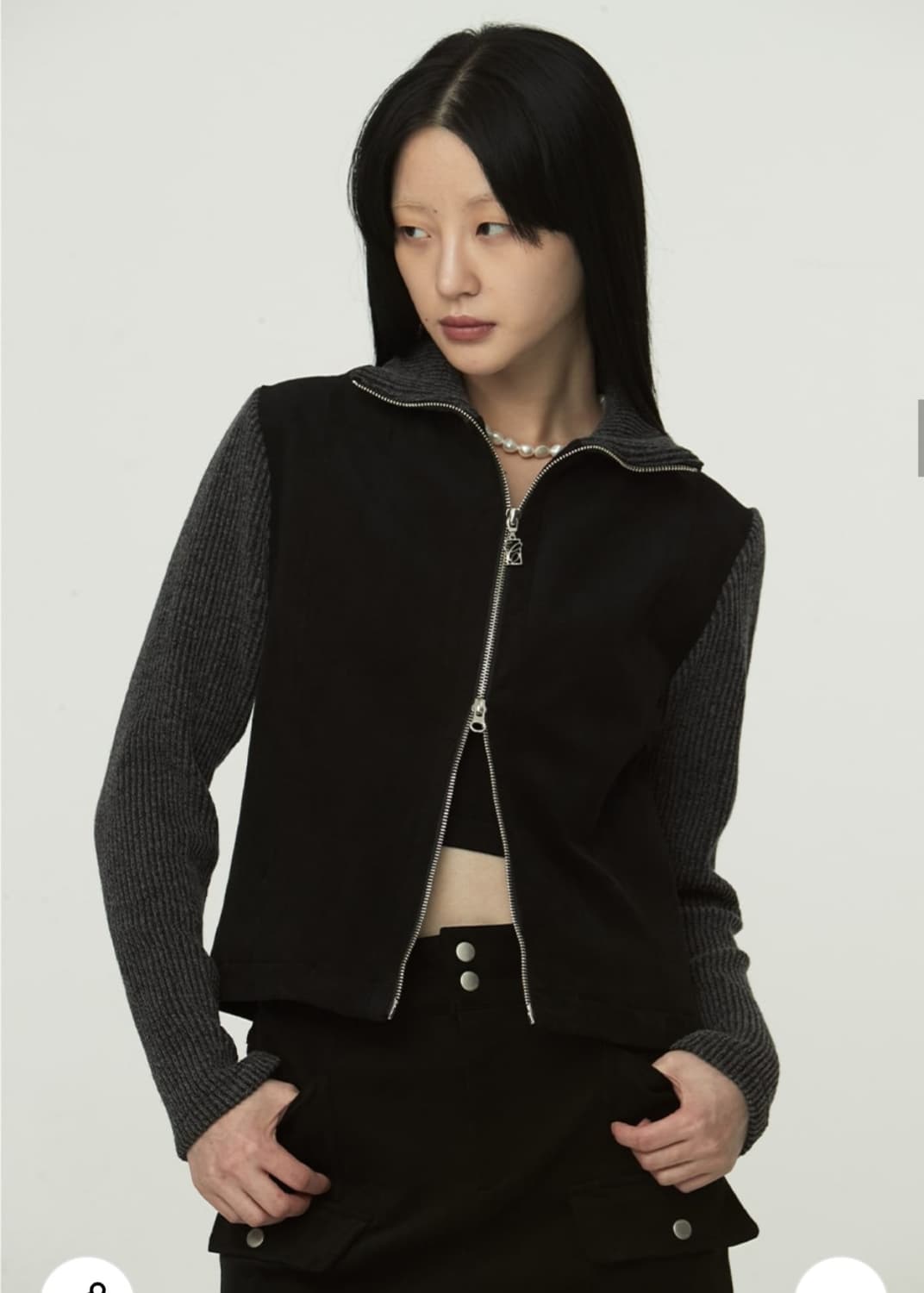 정가 169,000원) 큐리티 니트 슬리브 자켓 블랙 상품이미지3