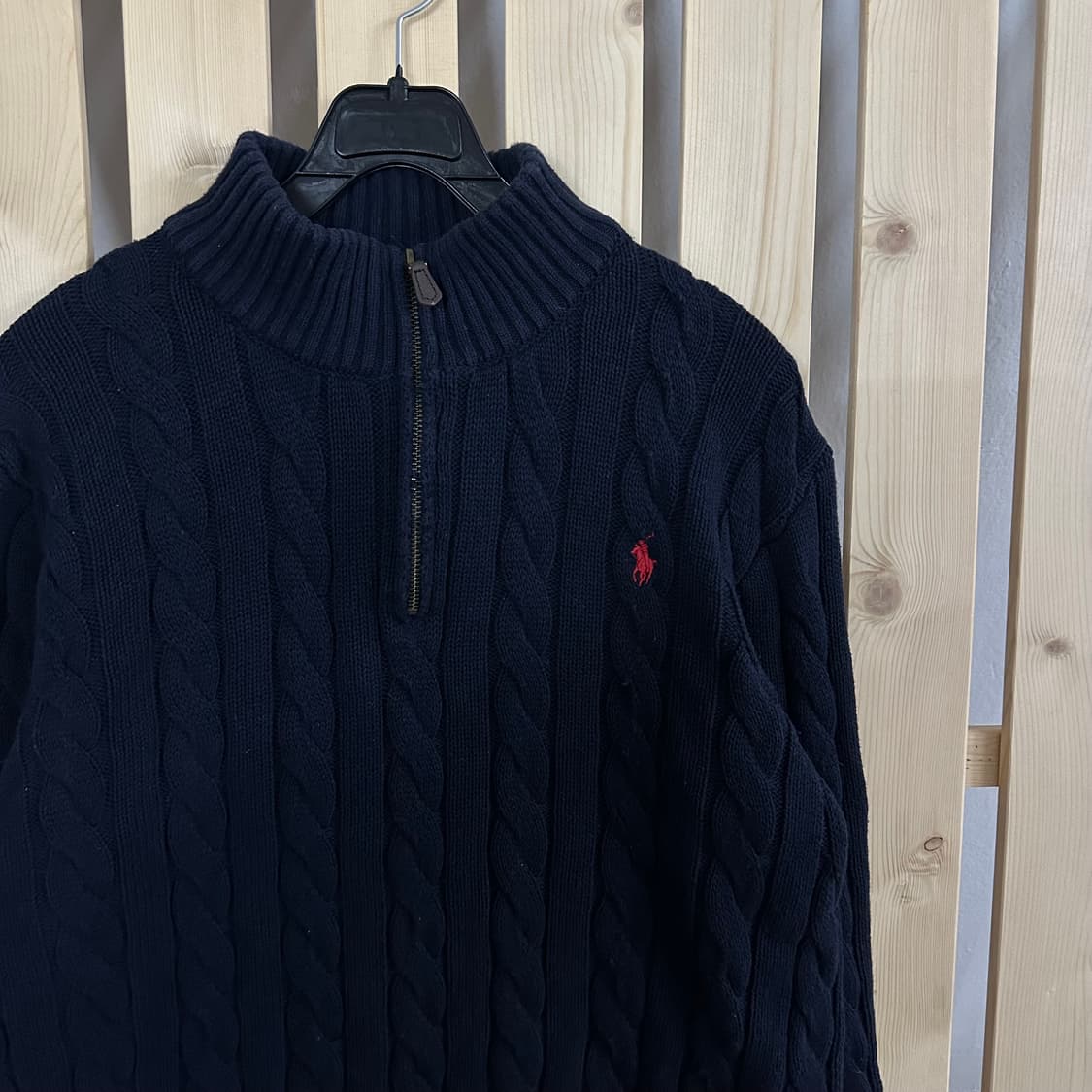 (M) 폴로 랄프로렌 네이비 케이블 반집업 니트 스웨터 상품이미지5