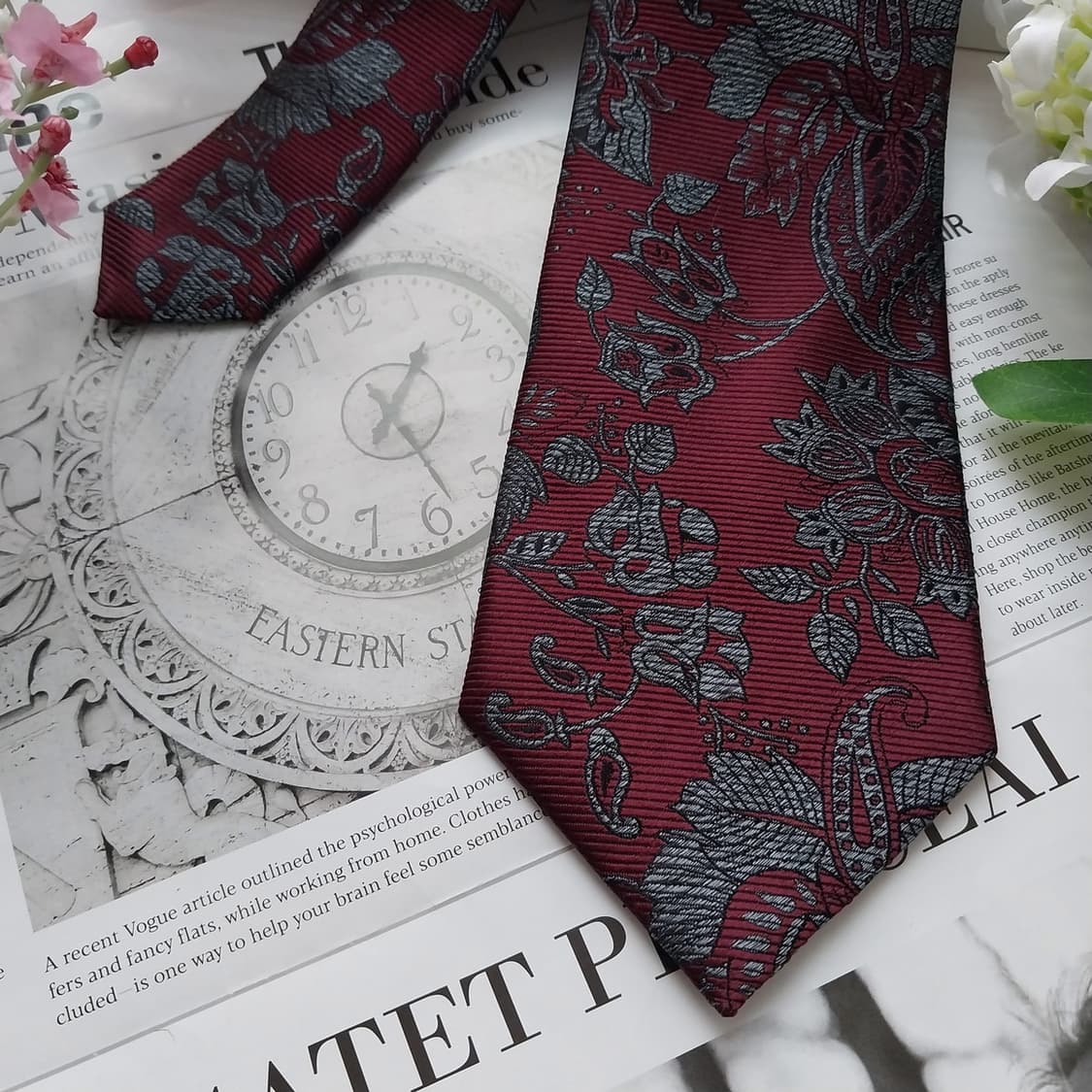 빨질레리 실크 와인 자카드 페이즐리 넥타이 8.5cm A+등급 K1458 상품이미지4
