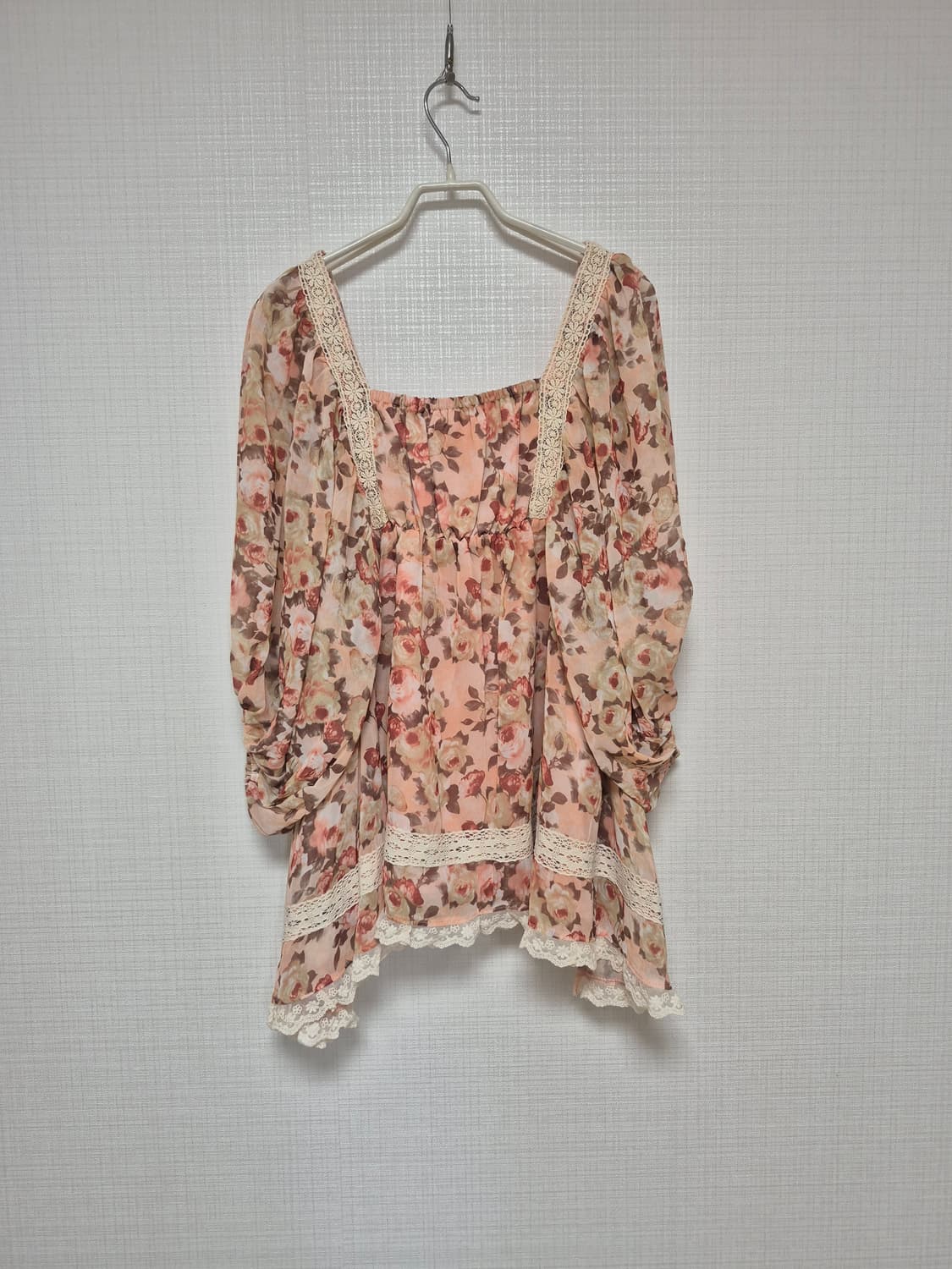 리즈리사 고전 히메갸루  핑크 앤틱꽃무늬 쉬폰 튜닉 상품이미지4