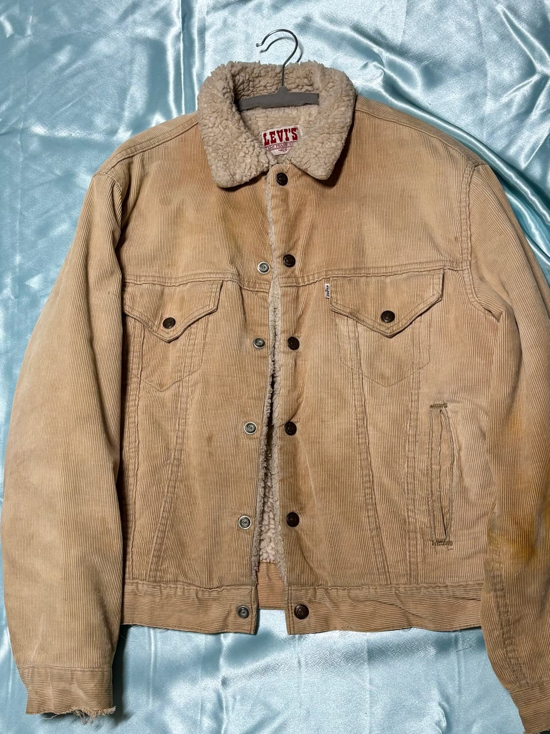 80s USA Levi's 리바이스 빈티지 코듀로이 베이지 쉐르파 자켓 상품이미지1