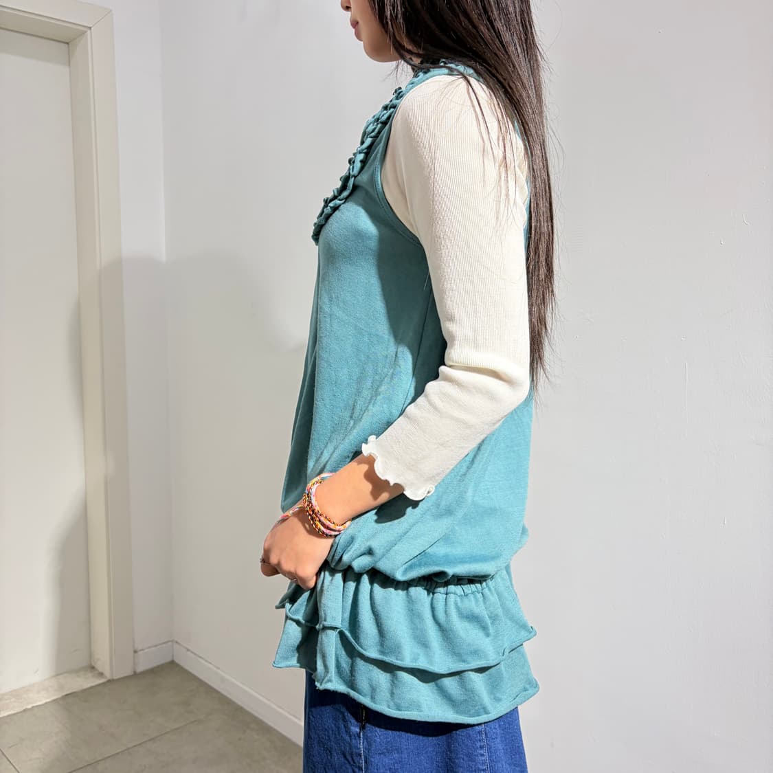 PQ 민트 프릴 레이어드 원피스 상품이미지5