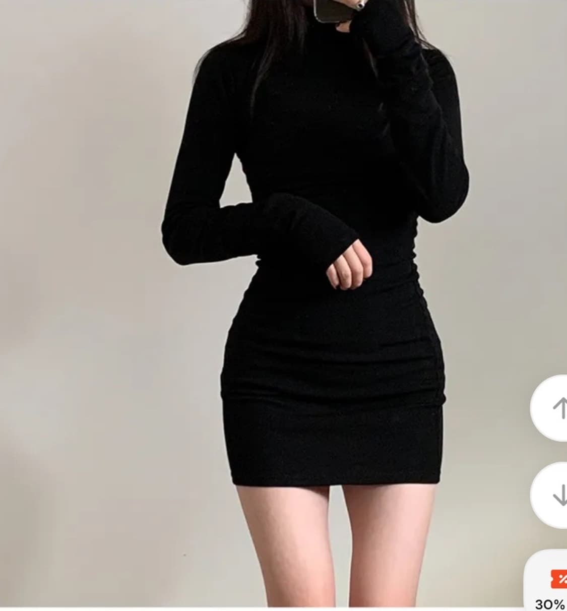 블랙 기모 미니 원피스 상품이미지1