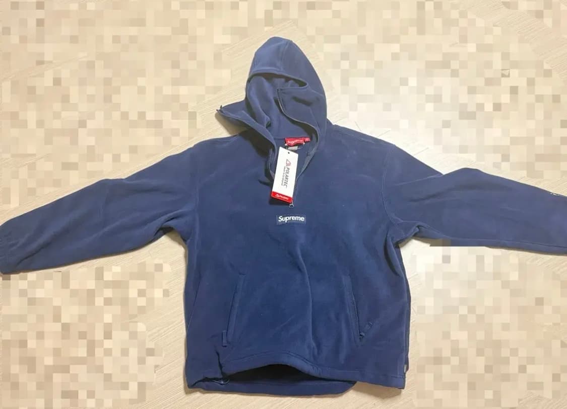슈프림 폴라텍 페이스마스크 하프 집 후드 스웨트셔츠 네이비 상품이미지2