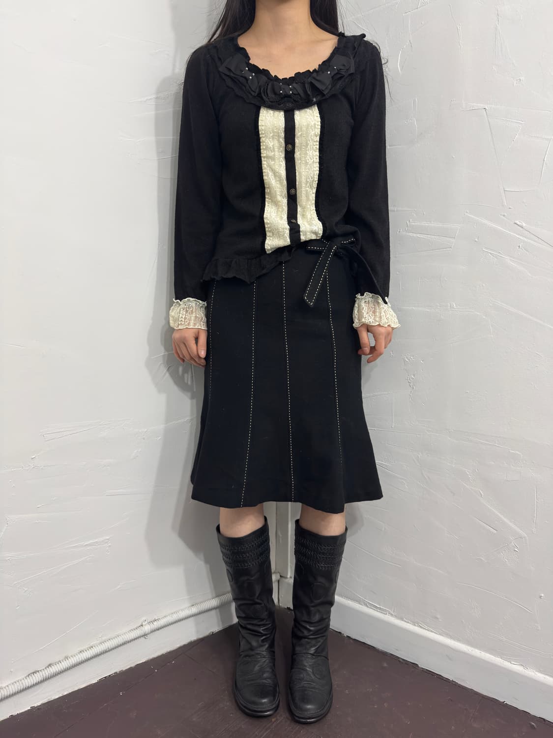 belt wool midi skirt 상품이미지2