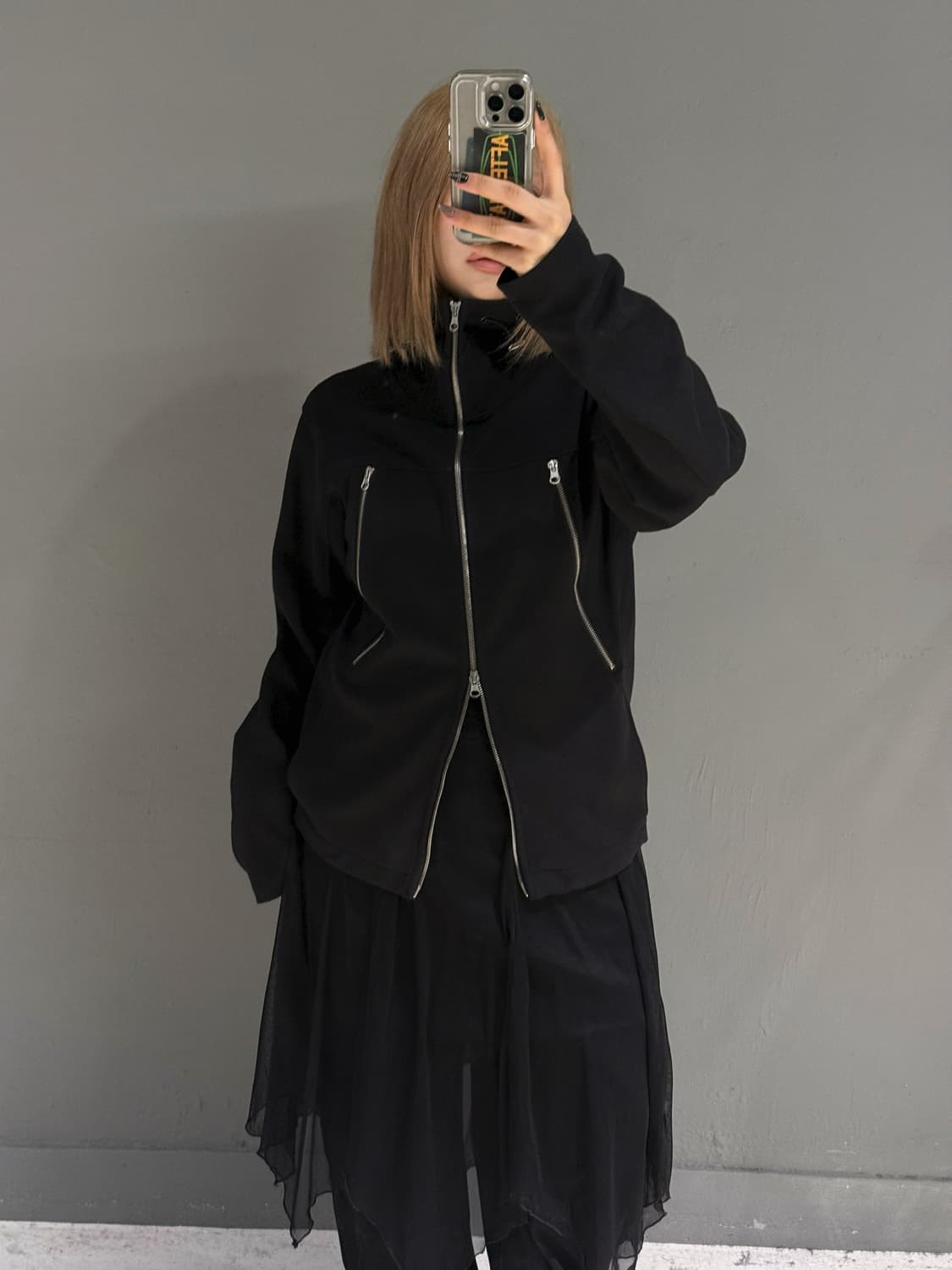 zipper line point high-neck hood zip-up 상품이미지1