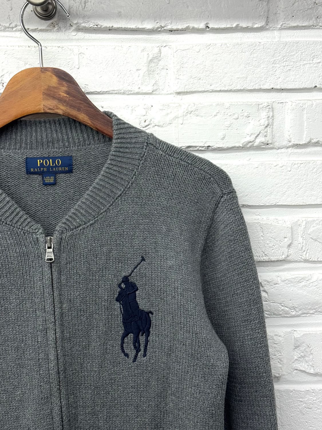 폴로 그레이 빅포니 집업가디건 상품이미지4