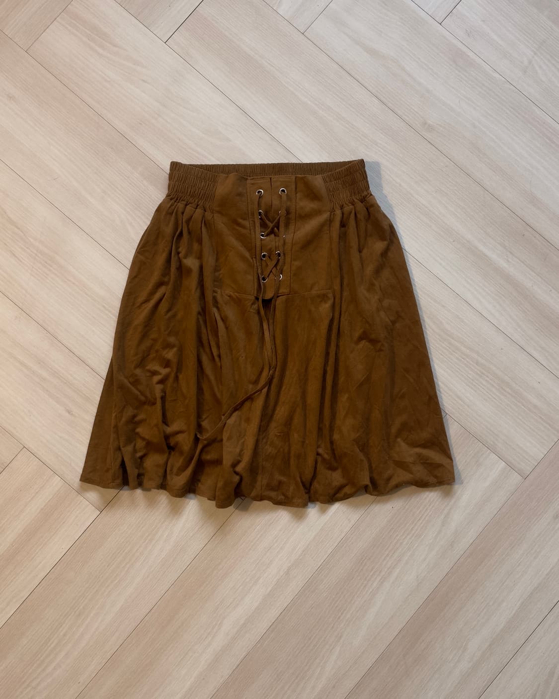 [vintage] Brown Lace-Up Gather Skirt 상품이미지1