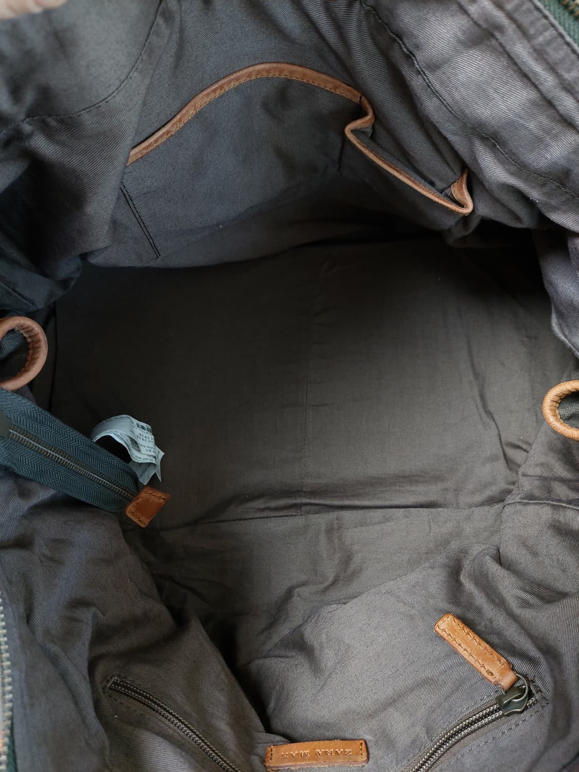 ZARA MAN 카키색 가죽 콤비 보스턴백 상품이미지8