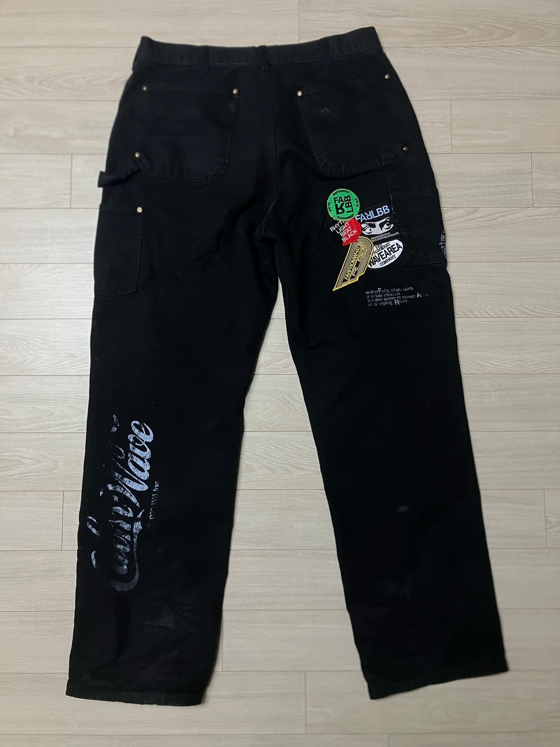 [36x34] 파프롬왓 칼하트 커스텀 더블니 1of1 블랙 상품이미지2