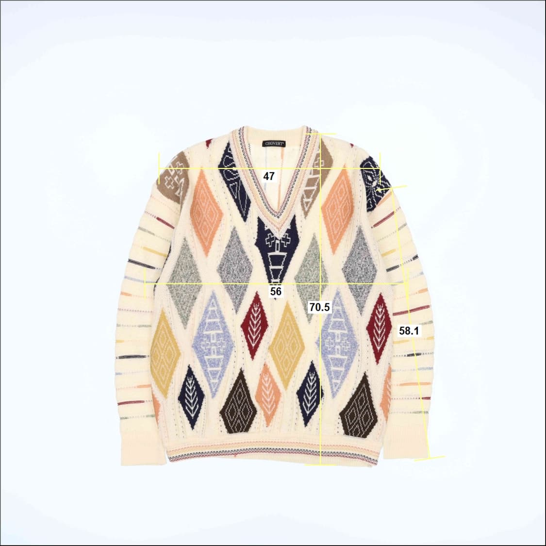 [OS] CHOVERT 빈티지 올드스쿨 아가일 패던 니트 N7054 상품이미지5