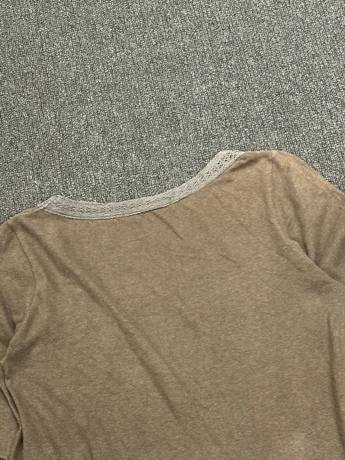 M)Japanese vintage 여성 보트넥 레이스 디테일 브라운 7부 상품이미지7