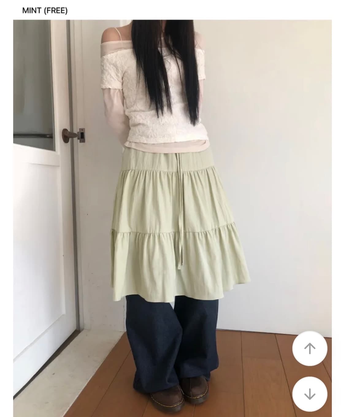 원더원더 나린 캉캉 미디스커트 그린 상품이미지2