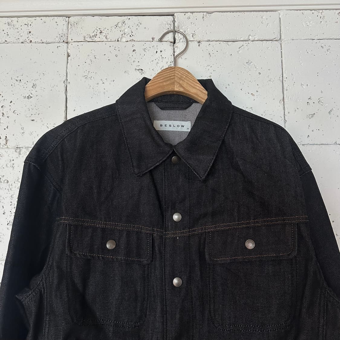 M 비슬로우 셀비지 데님 트러커 자켓 블랙 상품이미지2