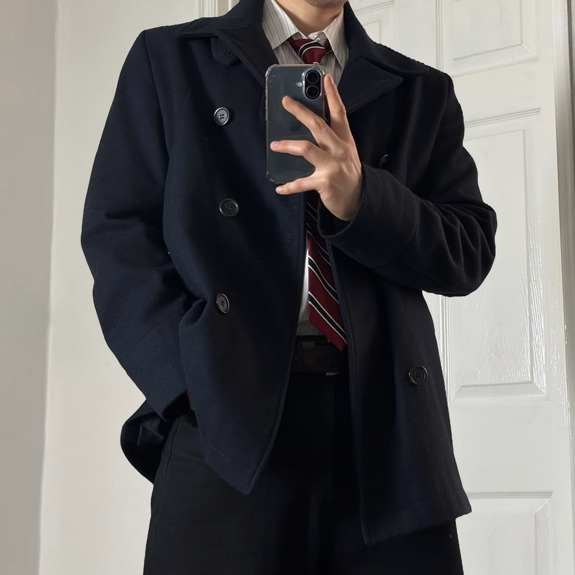 토미힐피거 하이넥 피코트 네이비 상품이미지3