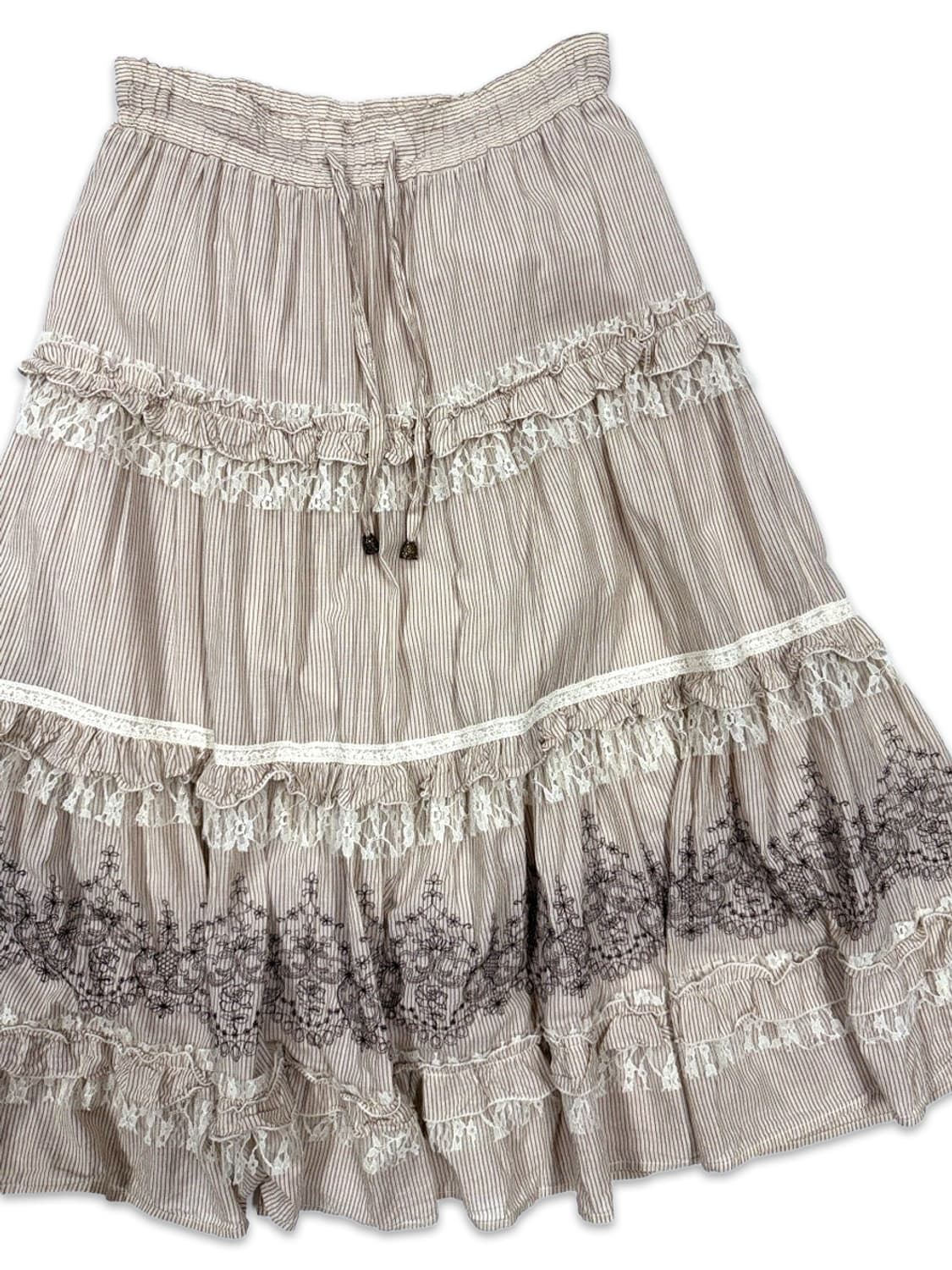 빈티지 Axes Femme 프릴 롱 플레어 롱 스커트 상품이미지2