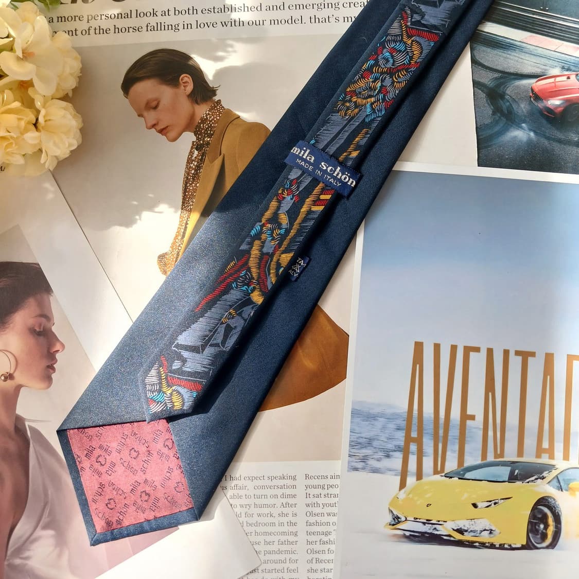 밀라숀 실크 네이비 아트 패턴 넥타이 9.5cm A+등급 A19865 상품이미지4