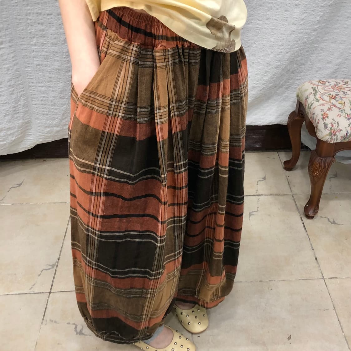 Check curve fit pants 상품이미지1