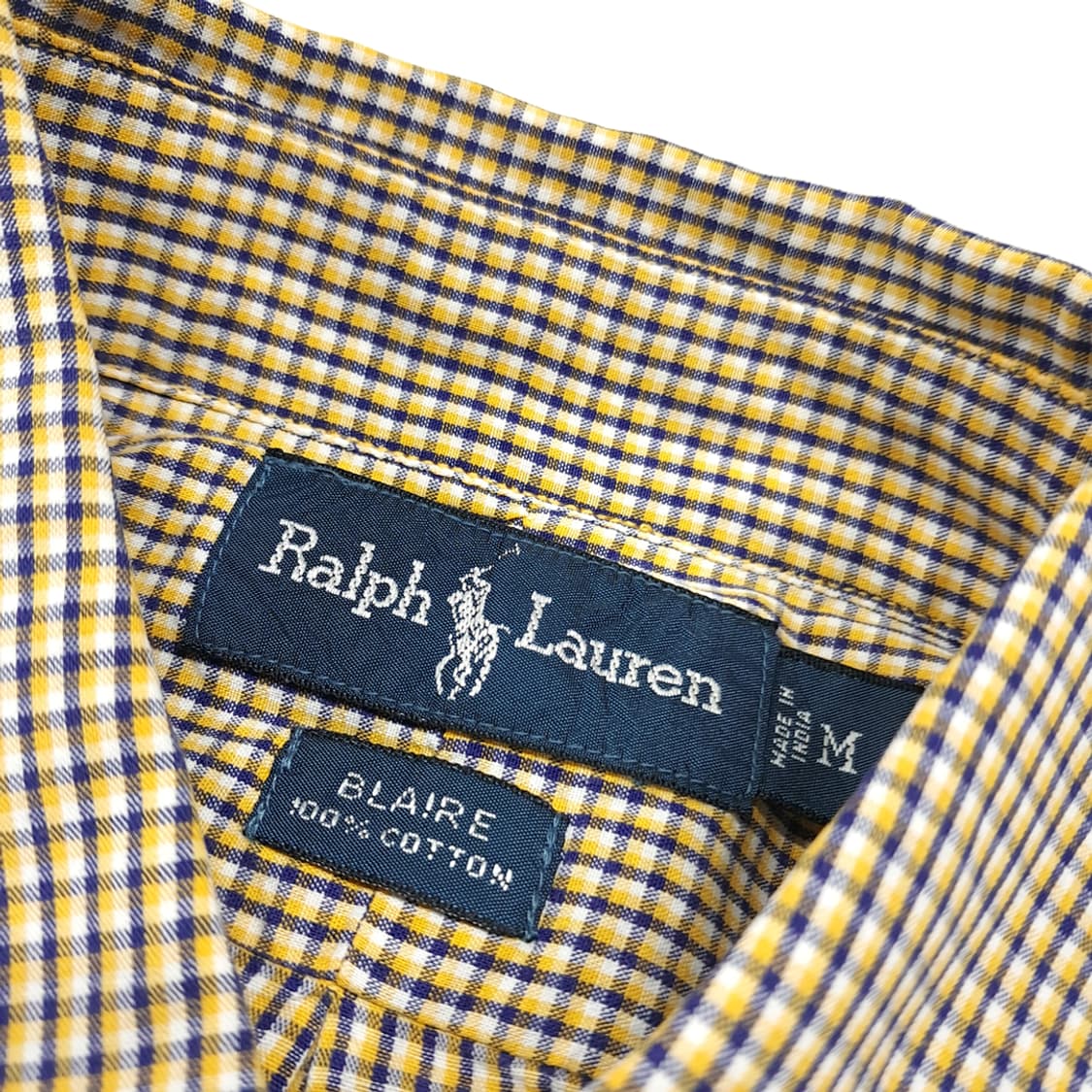 CK045 M 폴로 90s 옐로우네이비 마이크로체크 반팔 셔츠 남방 상품이미지3
