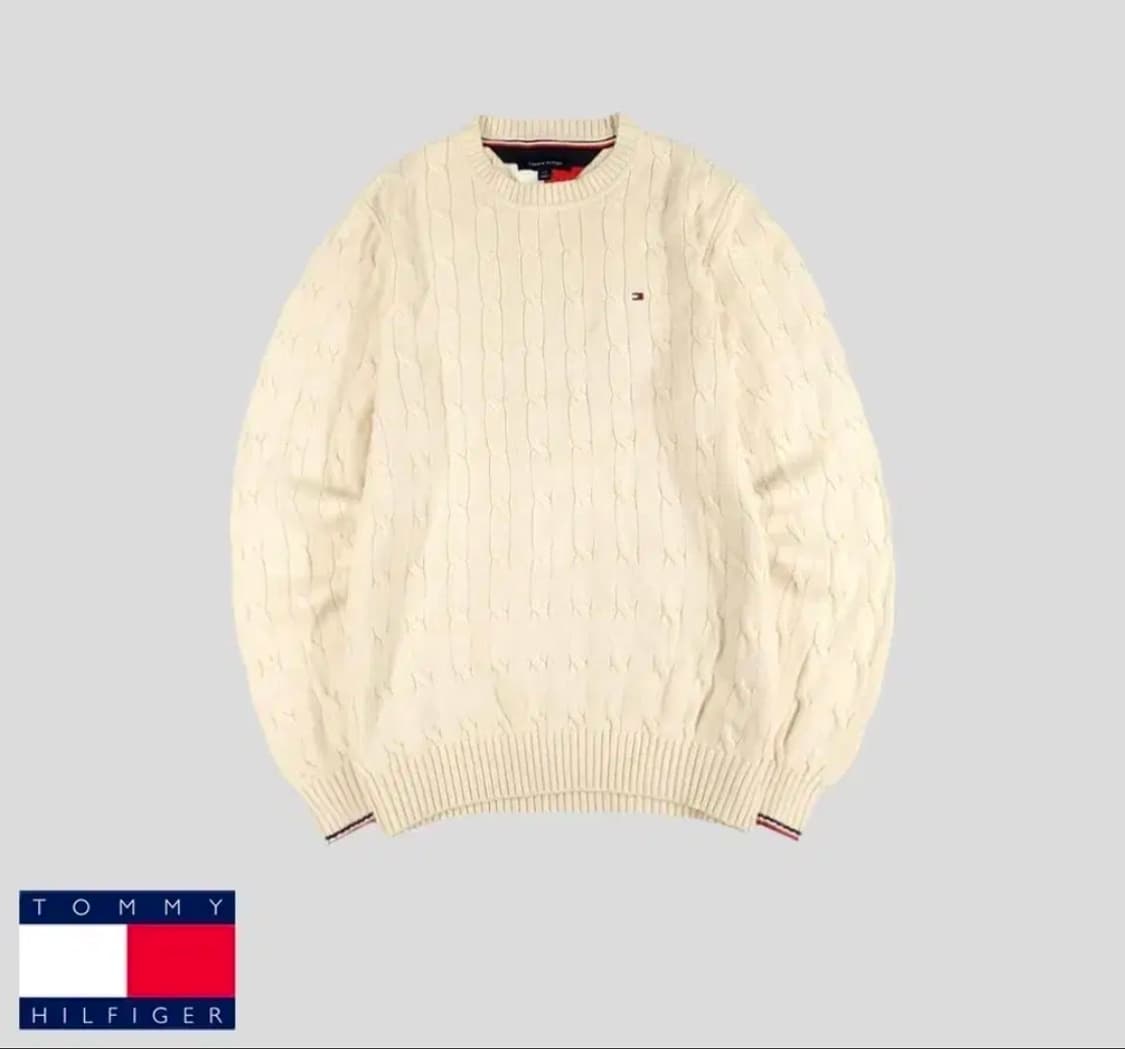 타미힐피거 아이보리 케이블 니트 L 105  (새상품) 상품이미지1