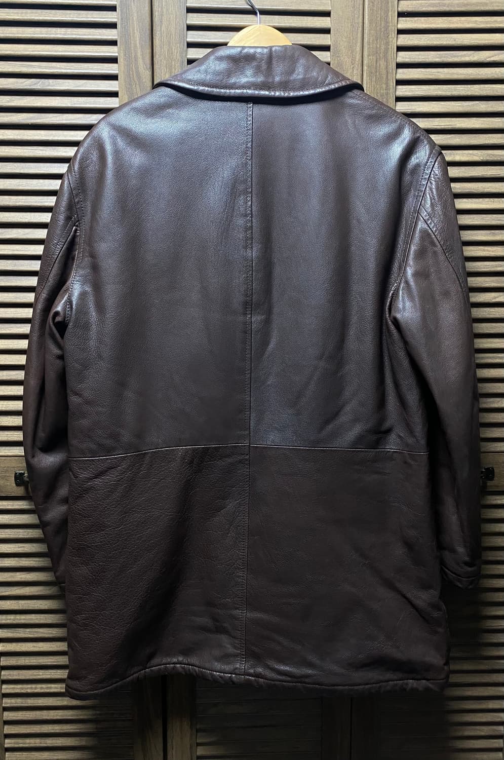 90s 이태리 가죽 레더 더블 코트 자켓 아메카지 M 95 상품이미지3