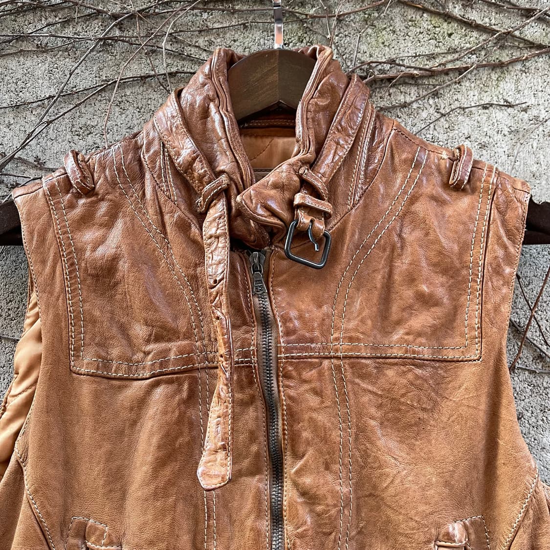 [XXS] 닐바렛 브라운 소가죽 조끼 자켓 상품이미지4