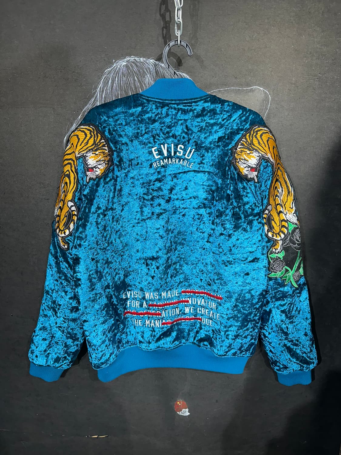 Evisu 에비수 청록 벨벳 빅호랑이 자수 스카잔 M 상품이미지7