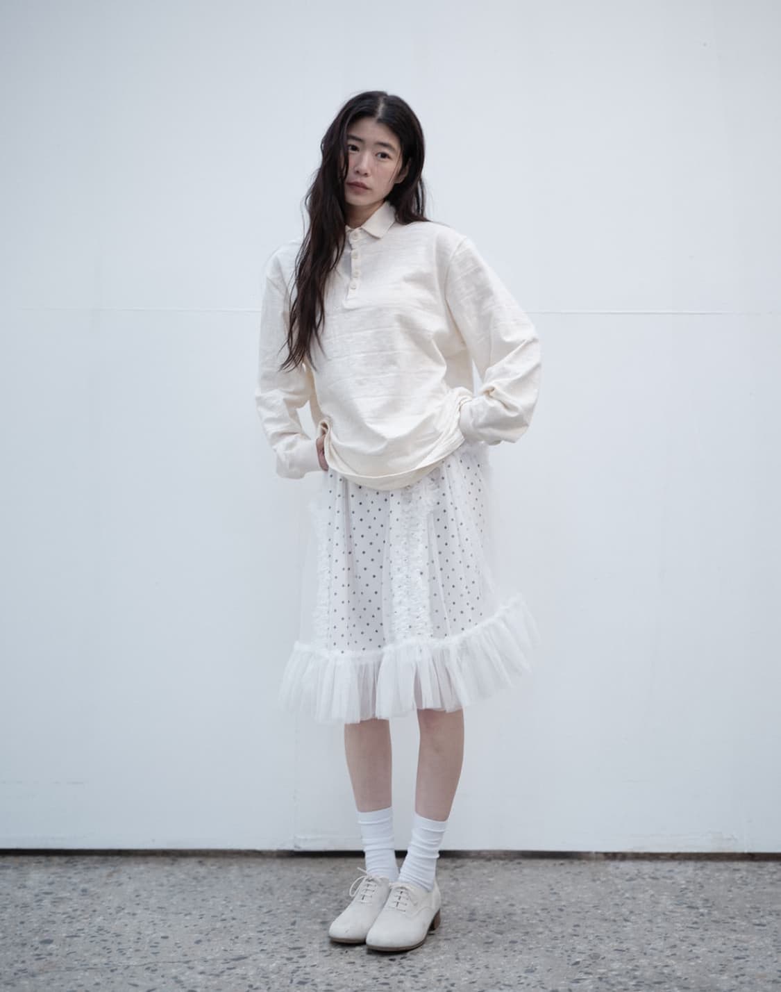 생긴 러플 샤 도트스커트 상품이미지2