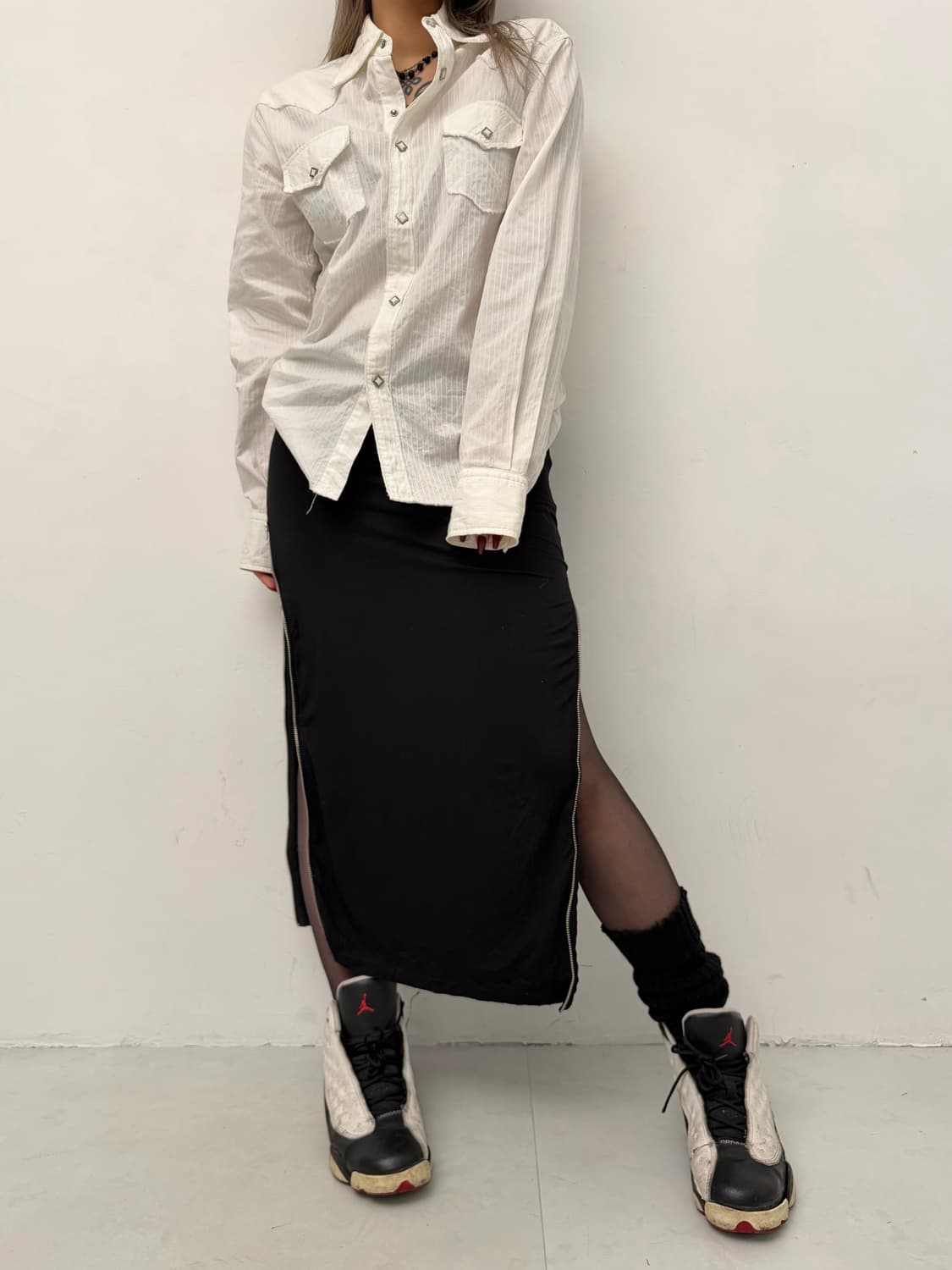 화이트 컷오프 디테일 웨스턴 셔츠 상품이미지4