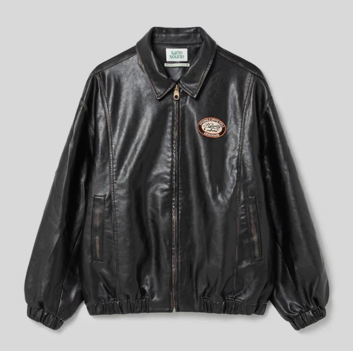 샌드사운드(sand sound) 오버핏 비건레더 점퍼 상품이미지1