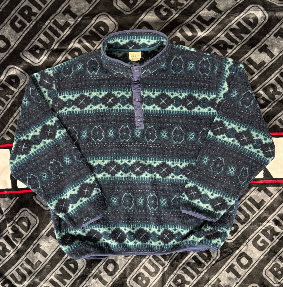 엘엘빈 스냅 티 플리스 풀 오버 그린 네이비 메이드 인 유에스에이 상품이미지1