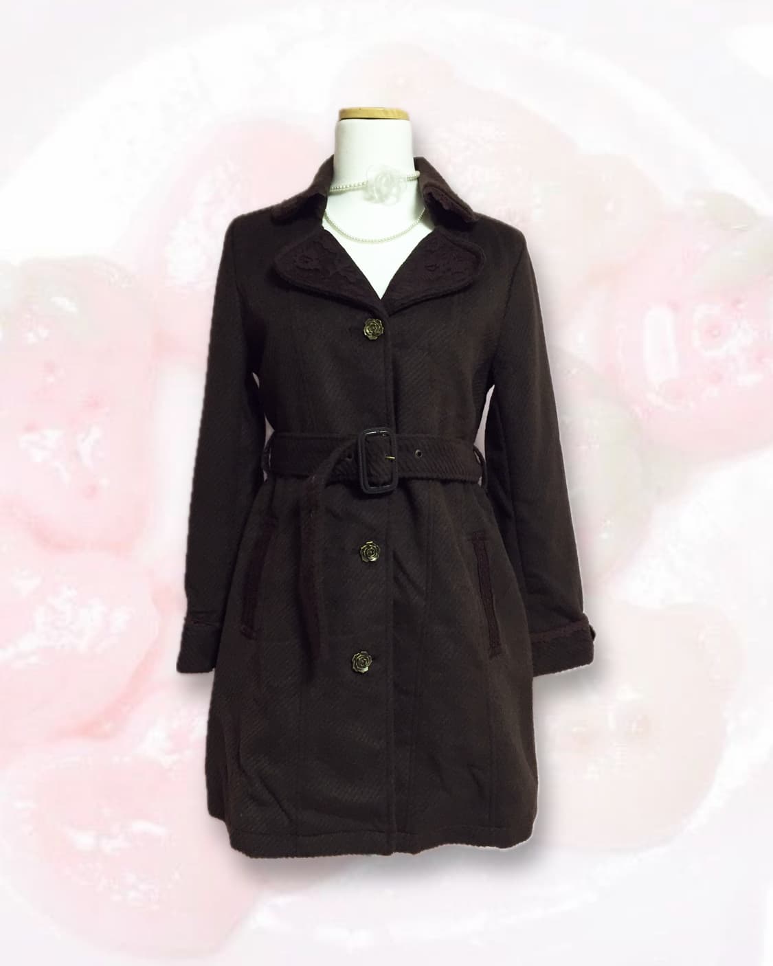 빈티지 엑시즈팜 초코 갸루 코트 상품이미지1