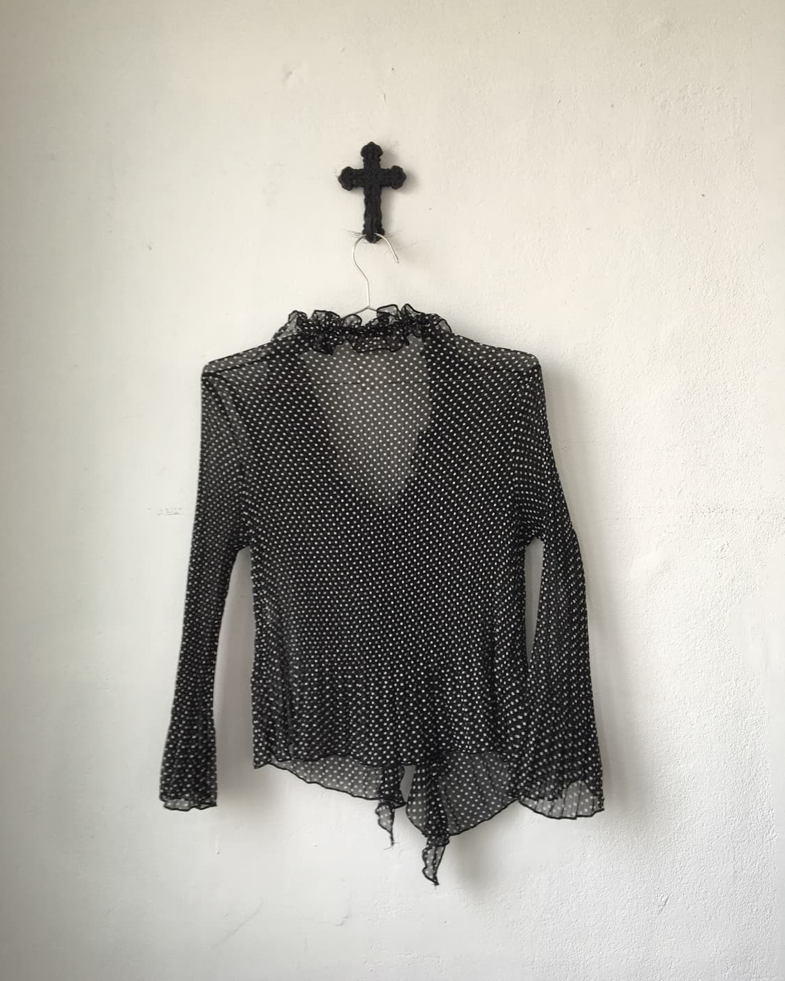 Ruffle point pleats dot pattern blouse 상품이미지3