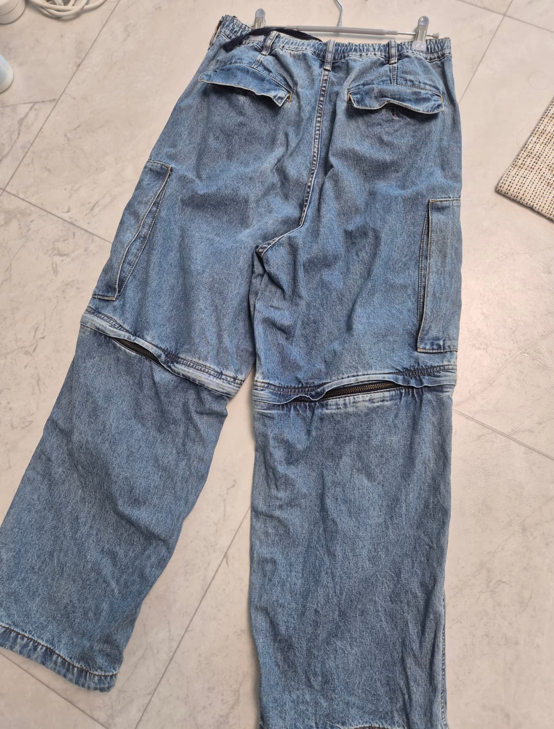 GU x 언더커버 데님 컨버터블 와이드 카고 팬츠 블루 m 상품이미지3