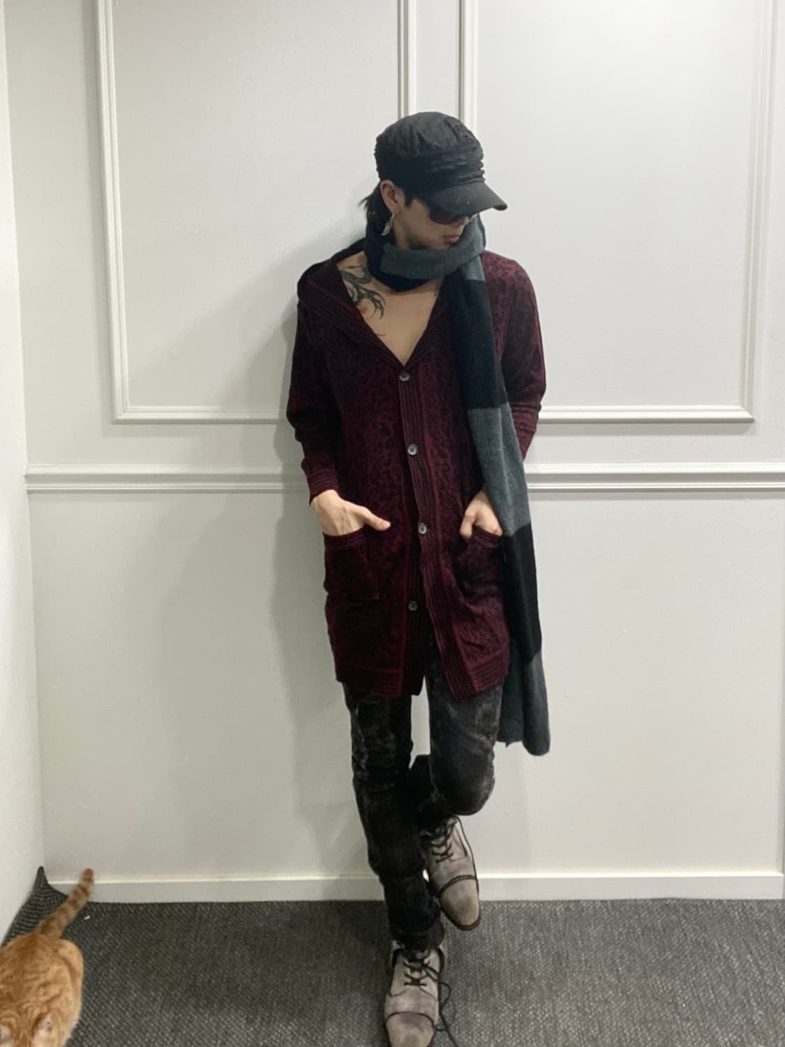 Burgundy Leopard Long Cardigan 상품이미지2
