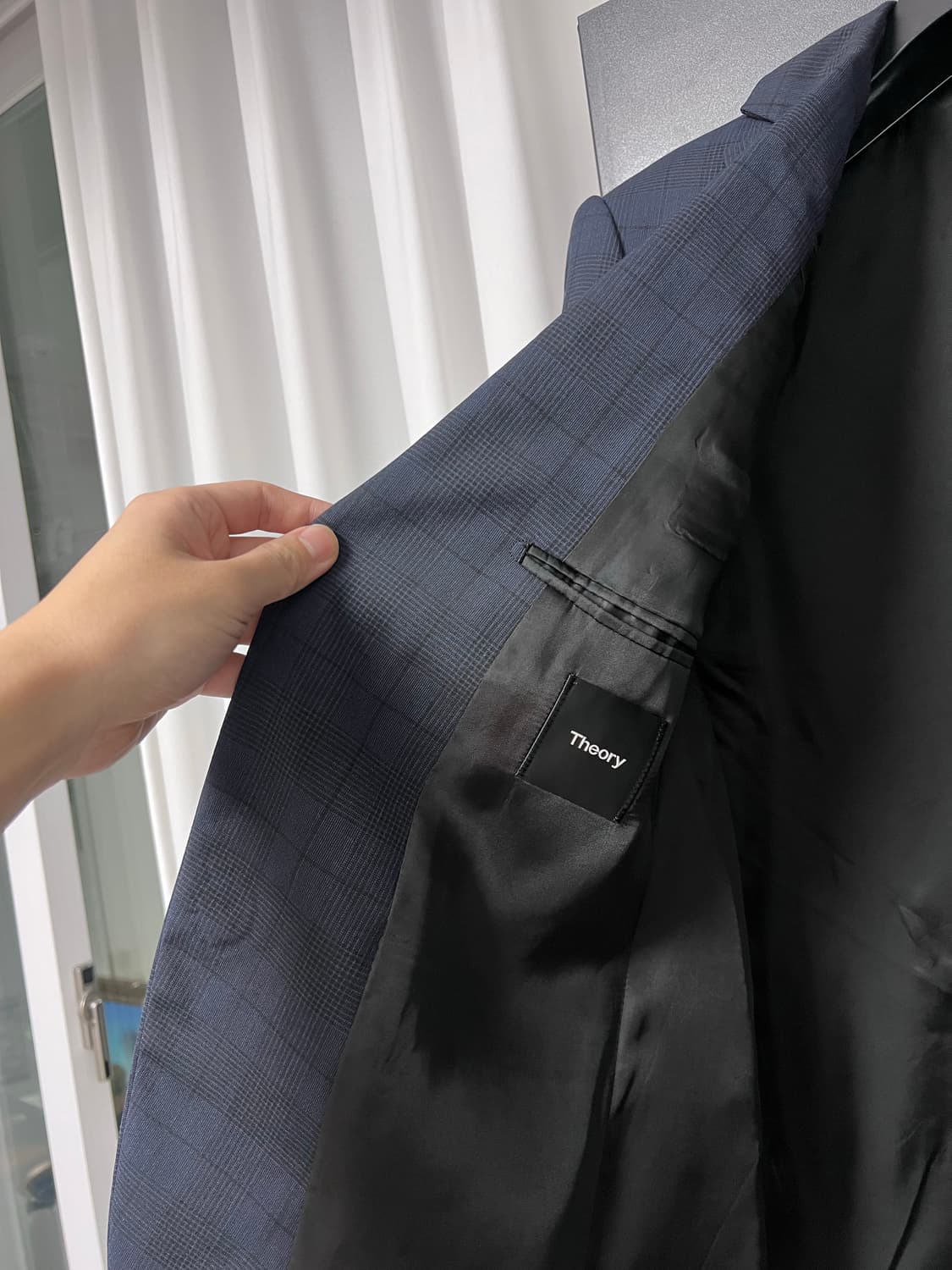 띠어리 네이비 체크 수트 셋업 정장 42,33 상품이미지4