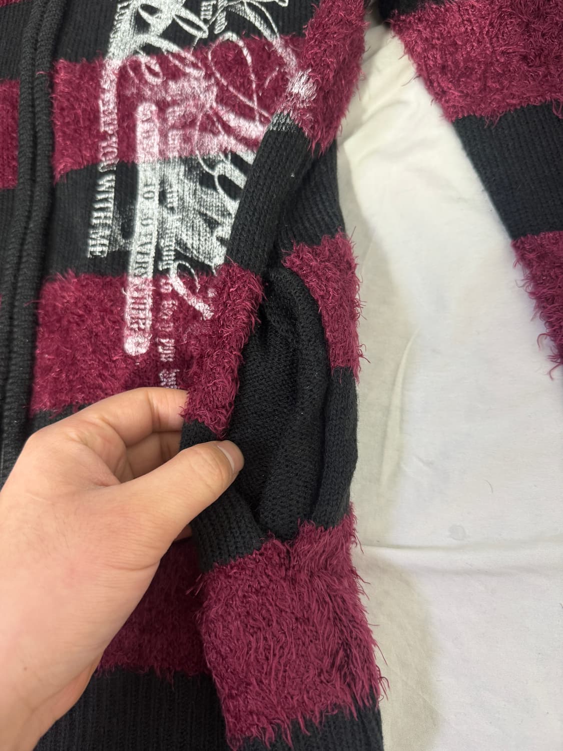 Clash ahead 레터링 스트라이프 니트 퍼 후드집업 y2k 펑크 상품이미지6