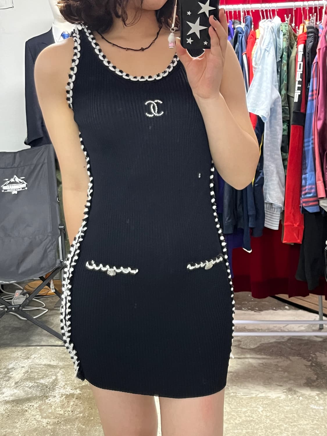 CHANEL 샤넬 로고 니트 미니원피스 s (정품) 상품이미지3