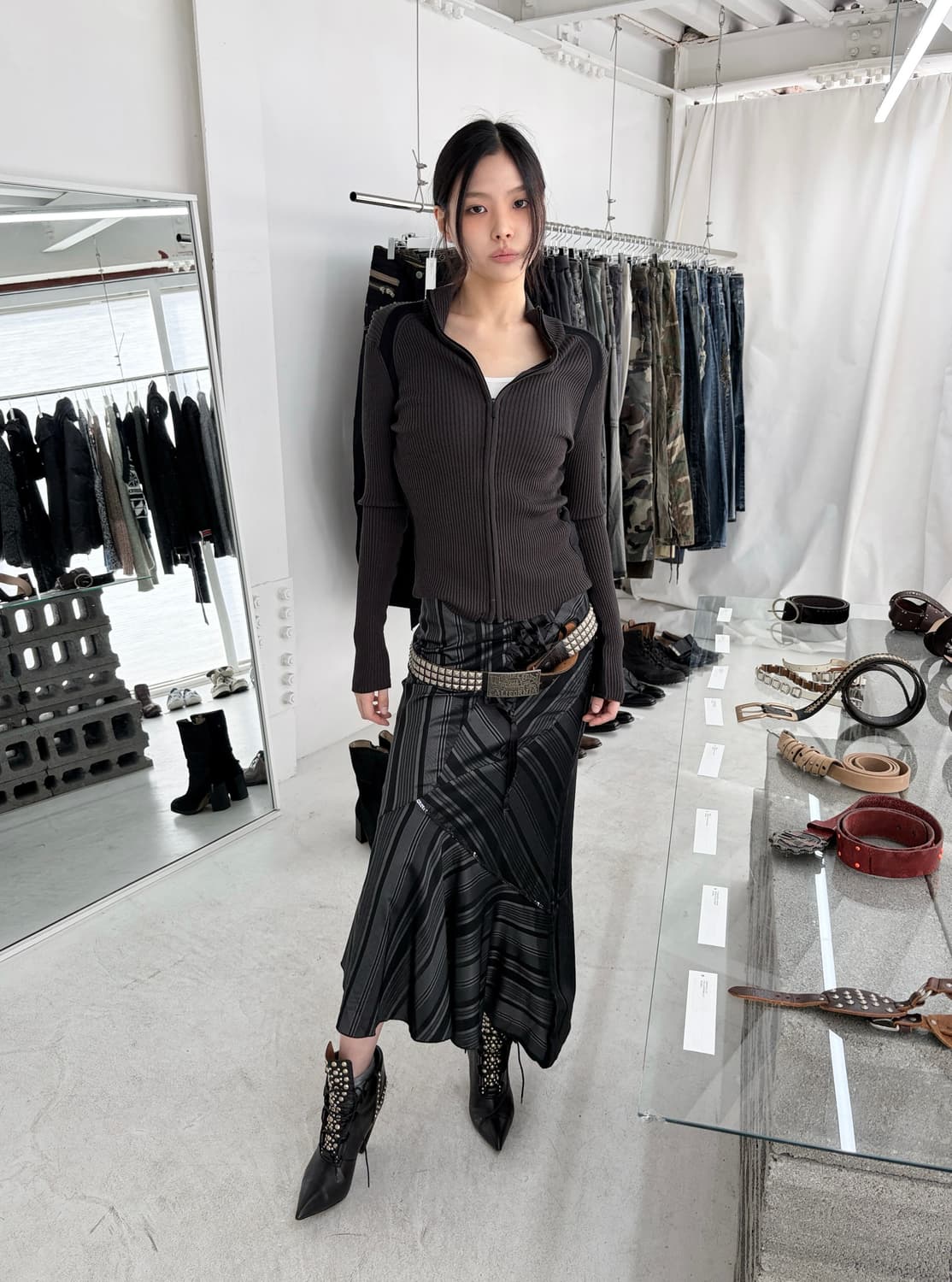 빈티지 머메이드 비대칭 스팽글 스커트 상품이미지1