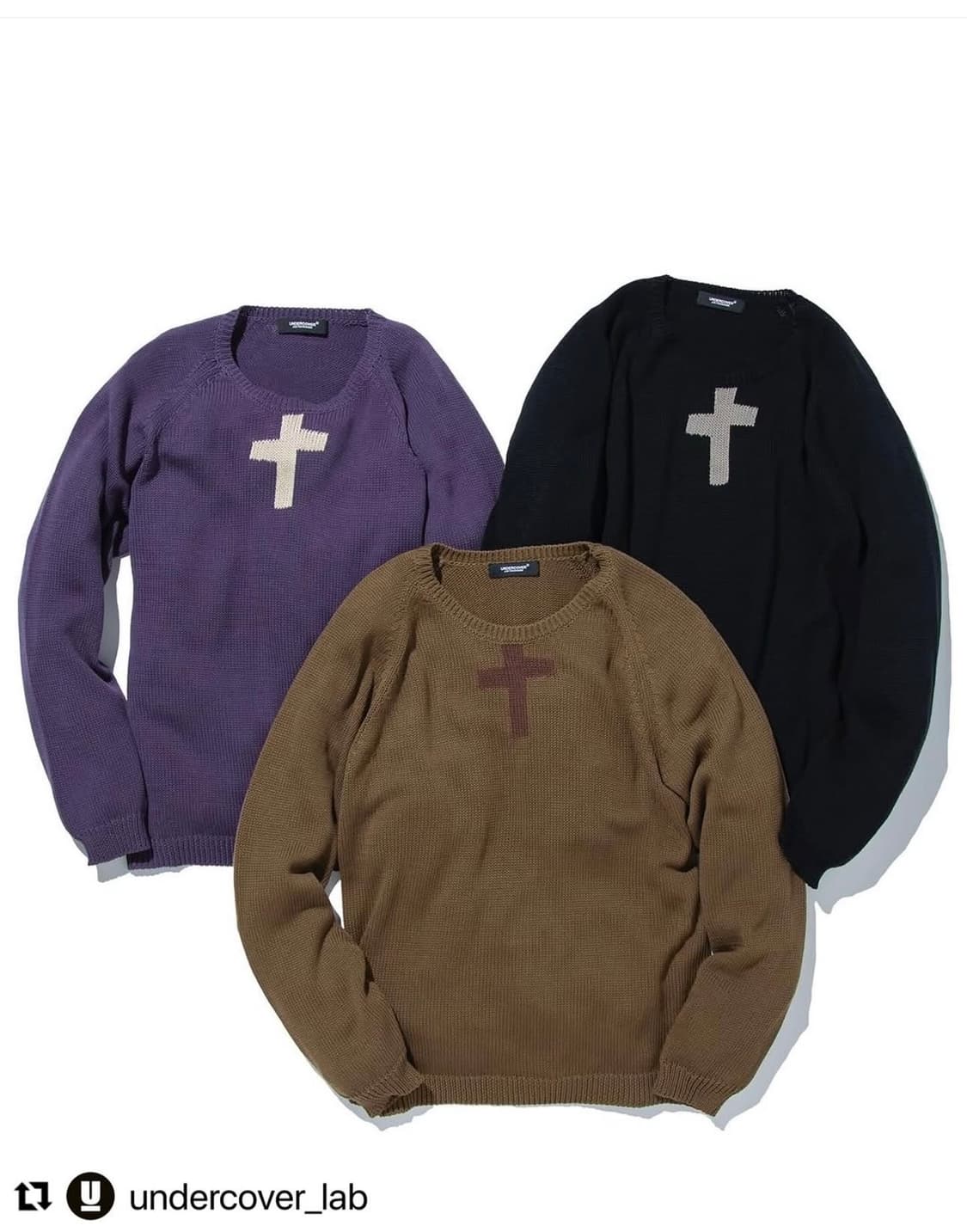 언더커버 마녀기 크로스 니트 1996 복각 아카이브 피스 블랙 상품이미지1