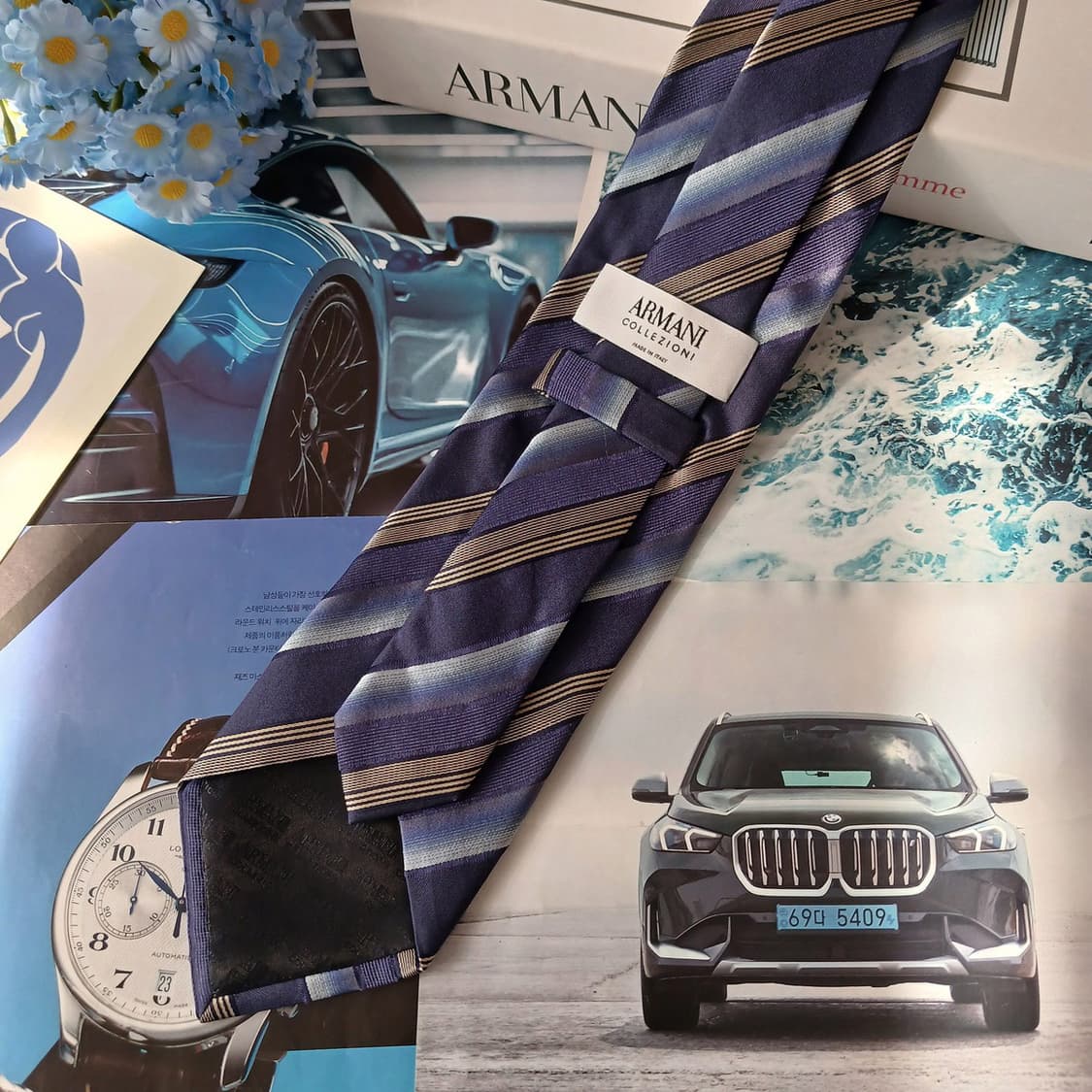 아르마니꼴레지오니 실크 레지멘탈 넥타이 8.5cm A+등급  A19071 상품이미지4