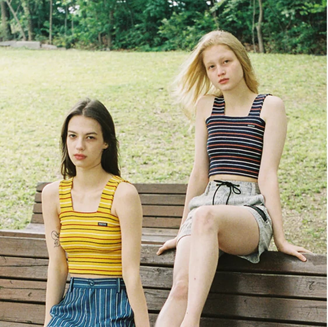 스컬프터 SSS라인 라벨드 탱크탑 크롭탑 네이비 상품이미지2