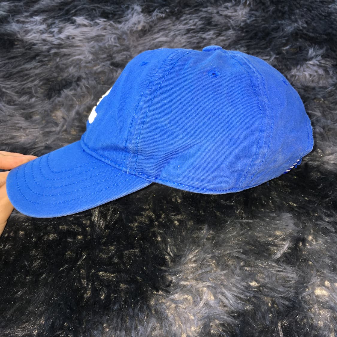 투티/A0 ADIDAS 빅로고 자수 볼캡 불꽃 로고 야구 모자 블루 상품이미지3