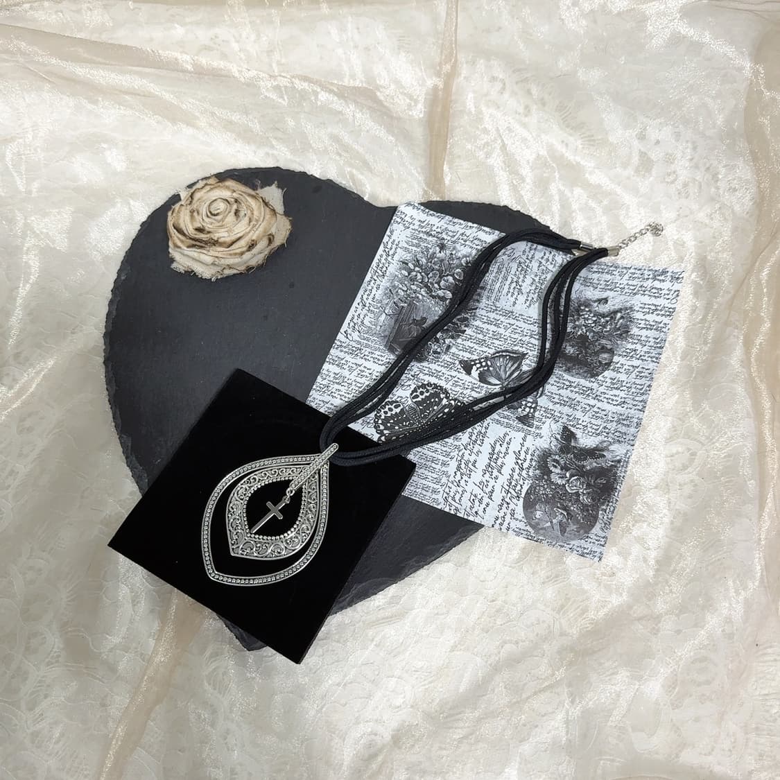 빈티지 에스닉 십자가 로프 레이어드 목걸이 상품이미지2