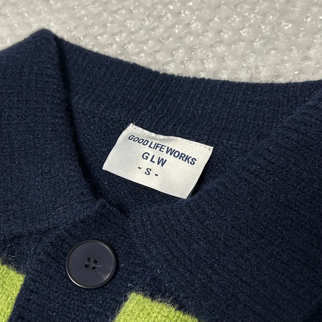 굿라이프웍스 오버핏 럭비 스트라이프 니트 라임 S GLW 상품이미지3