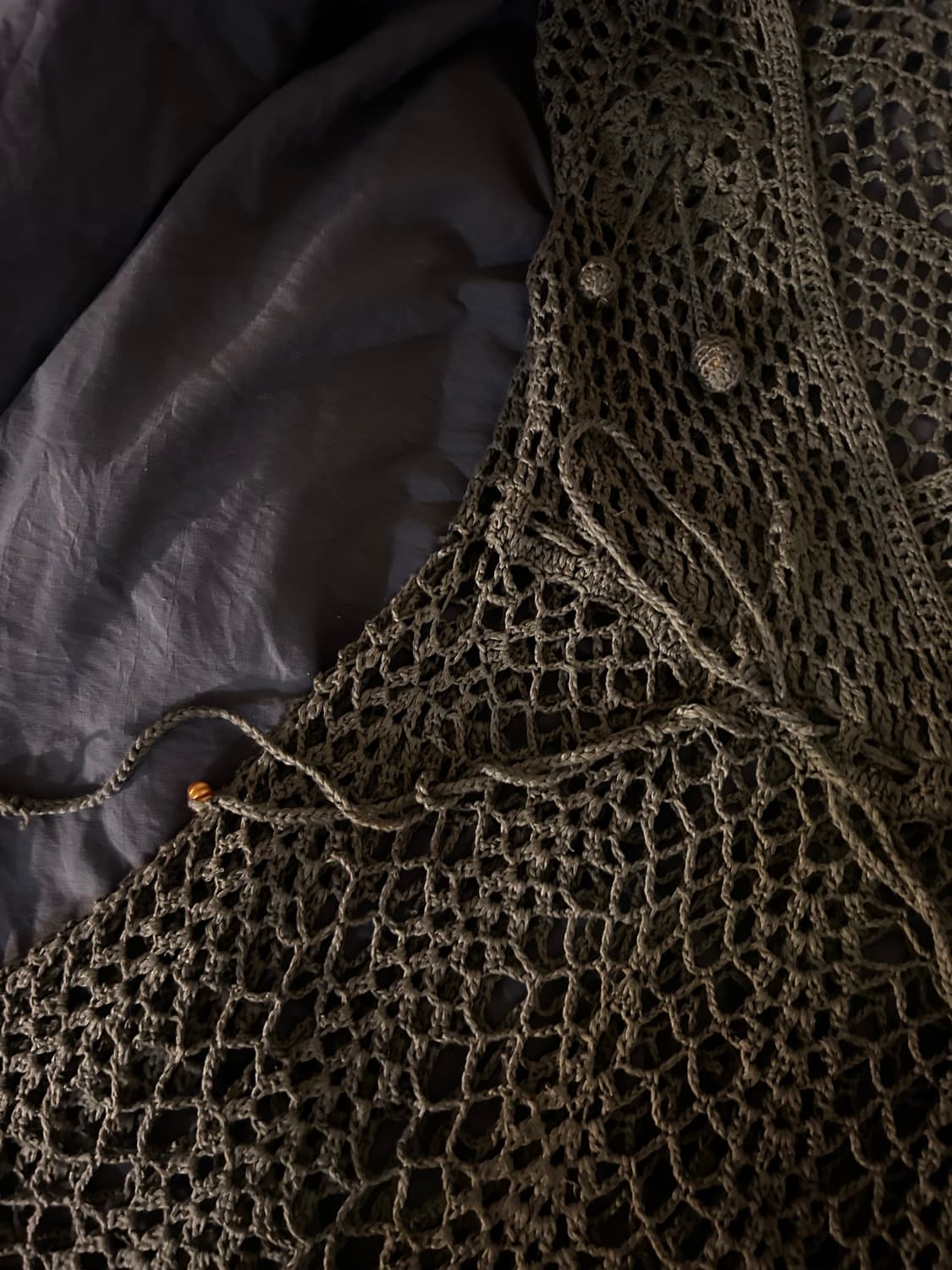 빈티지 카키 레이스 니트 미니원피스 상품이미지2