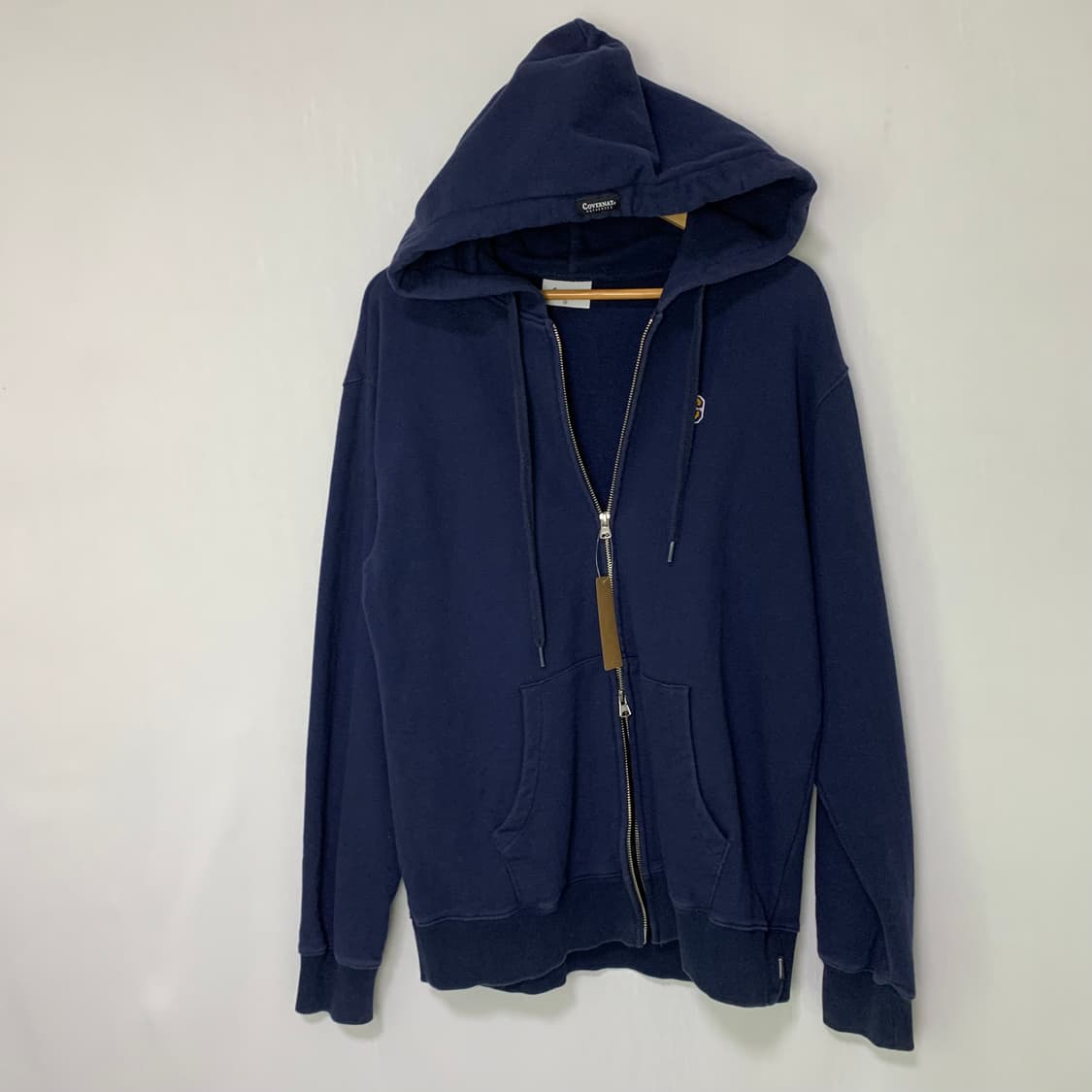 커버낫 로고 자수 베이직 후드집업 네이비 M 남녀공용 상품이미지3