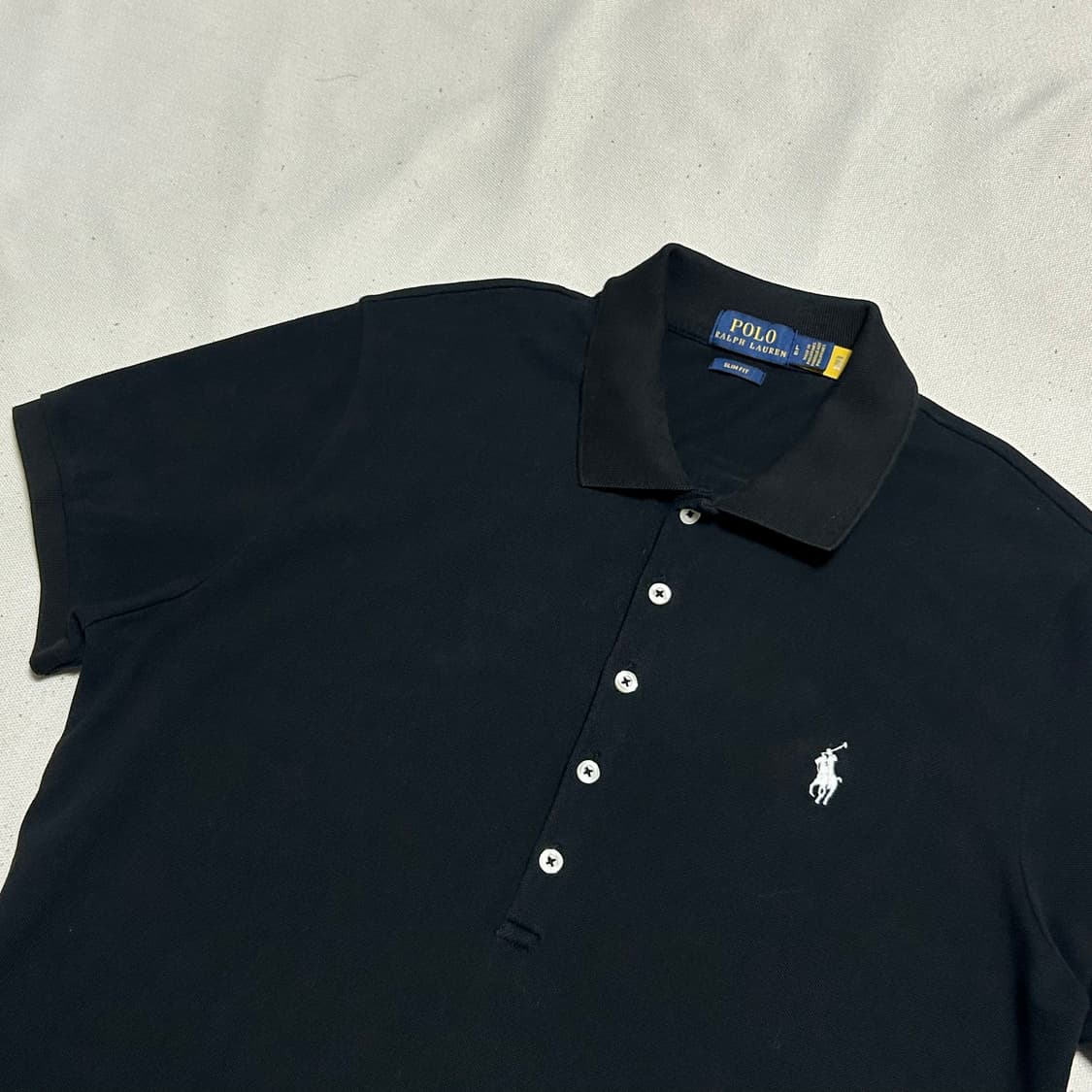 L 폴로랄프로렌 여성용 블랙 카라 반팔 티셔츠 상품이미지1
