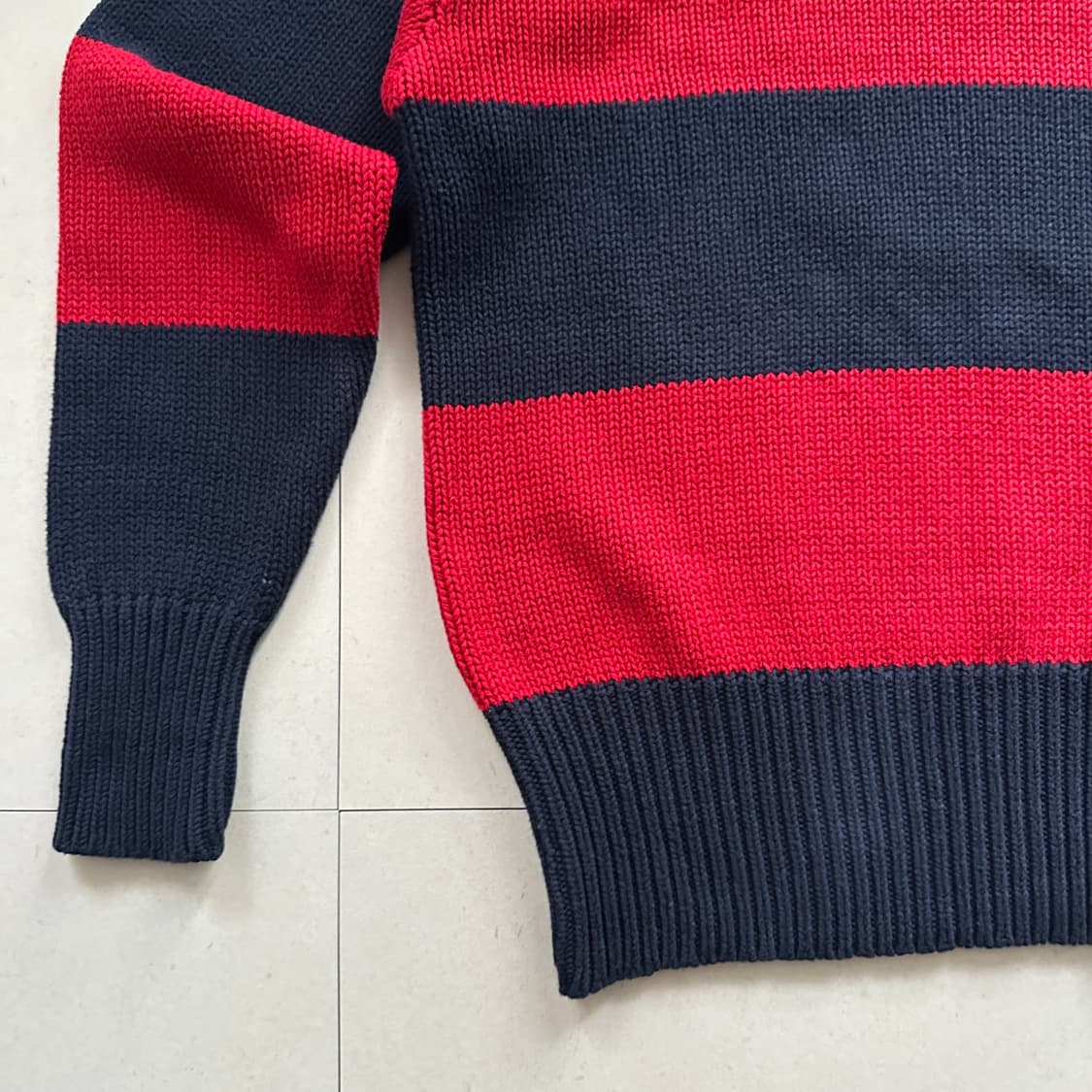 90s 폴로 랄프로렌 스트라이프 코튼 니트 XL 상품이미지4