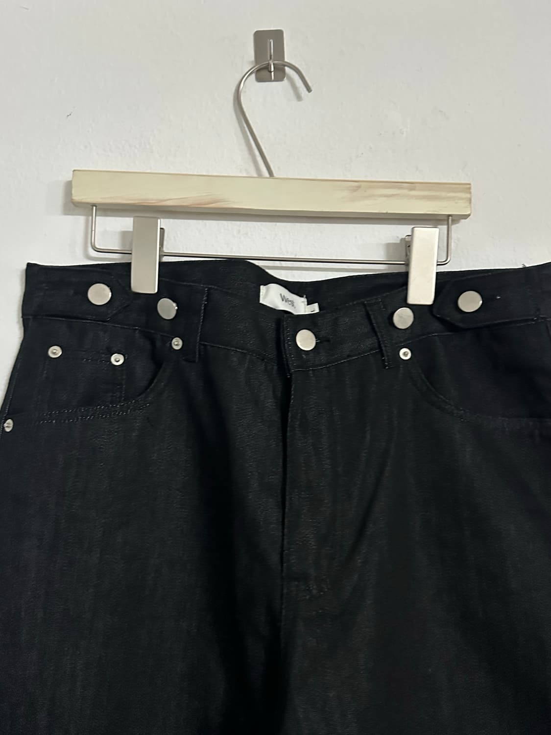 면 와이드 벌룬핏 커브 팬츠 M, L 블랙 새상품 상품이미지4